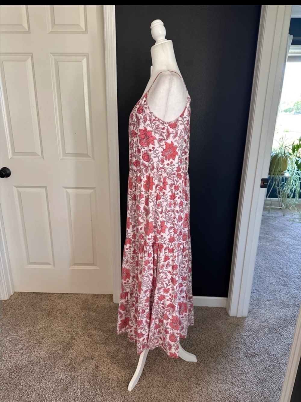 Madison Mathews 100% Cotton Pink Floral Maxi Dress size XS/Small - Picture 5 of 12